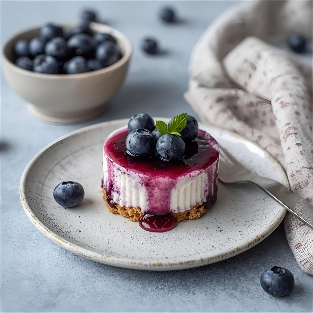 Borówkowy serniczek z migdałowym spodem