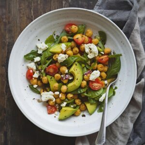 Sałatka z ciecierzycą, awokado i fetą