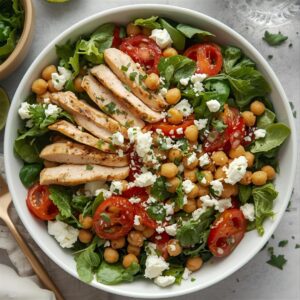 Sałatka z kurczakiem, ciecierzycą i fetą